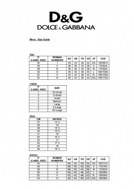 dolce gabbana size gude|dolce and gabbana size guide.